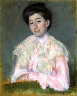 Portrait of a Smiling Woman in a Pink Blouse Oil painting by Mary Cassatt
