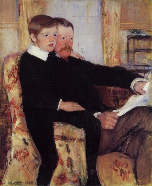 Portrait of Alexander J. Cassat and His Son Robert Kelso Cassatt by Mary Cassatt Oil Painting