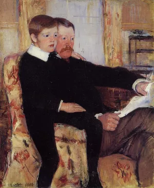 Portrait of Alexander J. Cassat and His Son Robert Kelso Cassatt by Mary Cassatt - Oil Painting Reproduction
