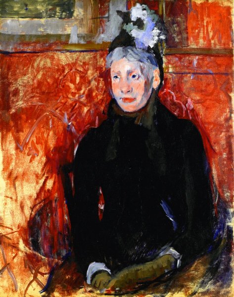 Portrait of an Elderly Lady in a Bonnet: Red Background by Mary Cassatt - Hand-Painted Oil Painting Reproduction