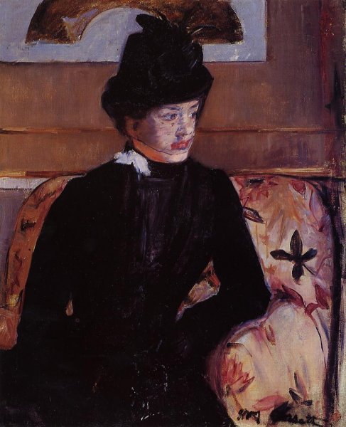 Portrait of Madame J also known as Young Woman in Black by Mary Cassatt - Hand-Painted Oil Painting Reproduction