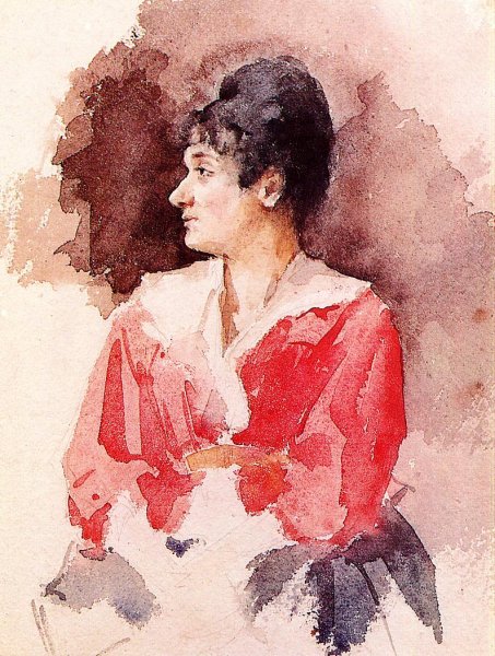Profile of an Italian Woman by Mary Cassatt - Hand-Painted Oil Painting Reproduction