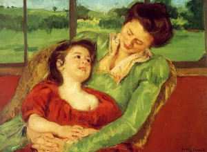 Reine Lefebre and Margot before a Window by Mary Cassatt - Oil Painting Reproduction
