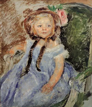 Sara in Dark Bonnet with Right Hand on Arm of Chair by Mary Cassatt - Oil Painting Reproduction