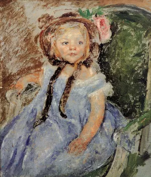Sara in Dark Bonnet with Right Hand on Arm of Chair Oil painting by Mary Cassatt