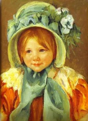 Sarah in a Green Bonnet by Mary Cassatt - Oil Painting Reproduction
