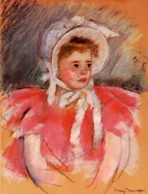Simone in White Bonnet Seated with Clasped Hands no.1 by Mary Cassatt - Oil Painting Reproduction