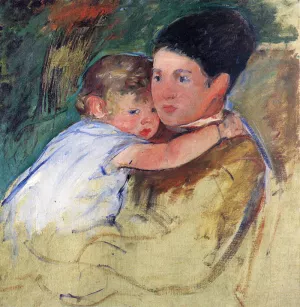 Sketch of Anne and Her Nurse by Mary Cassatt - Oil Painting Reproduction