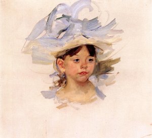 Sketch of 'Ellen Mary Cassatt in a Big Blue Hat' by Mary Cassatt Oil Painting