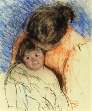 Sketch of Mother Looking Down at Thomas by Mary Cassatt - Oil Painting Reproduction