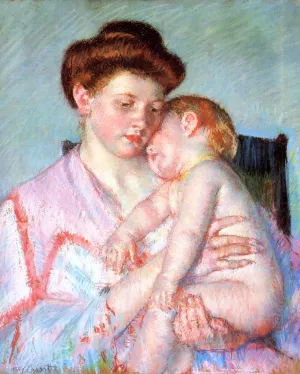 Sleepy Baby by Mary Cassatt - Oil Painting Reproduction