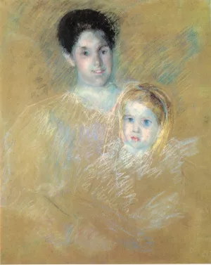 Smiling Mother with Sober-Faced Child by Mary Cassatt - Oil Painting Reproduction