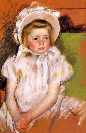 Somone in a White Bonnet by Mary Cassatt - Oil Painting Reproduction