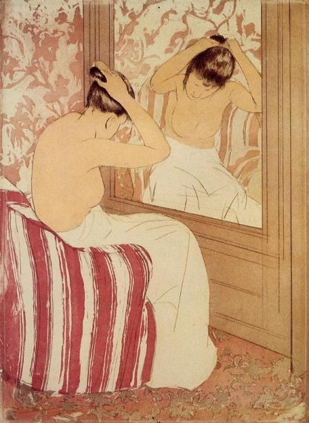 The Coiffure Study by Mary Cassatt - Hand-Painted Oil Painting Reproduction