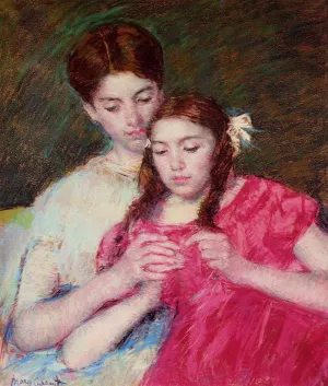 The Crochet Lesson by Mary Cassatt - Oil Painting Reproduction