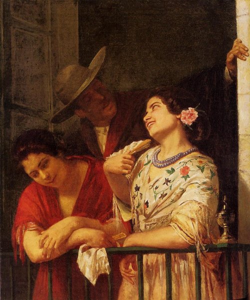 Main Product Photo of The Flirtation - A Balcony in Seville Painting by Mary Cassatt