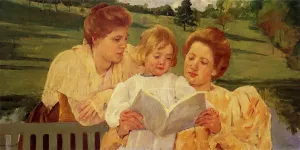 The Garden Reading by Mary Cassatt - Oil Painting Reproduction