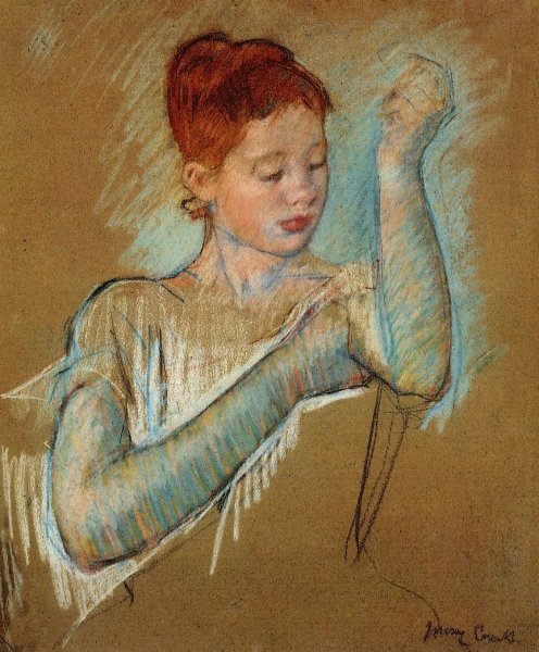 The Long Gloves by Mary Cassatt - Hand-Painted Oil Painting Reproduction
