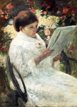 Woman Reading in a Garden by Mary Cassatt - Oil Painting Reproduction