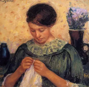 Woman Sewing by Mary Cassatt - Oil Painting Reproduction
