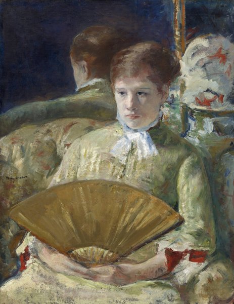 Woman with a Fan  by Mary Cassatt - Hand-Painted Oil Painting Reproduction