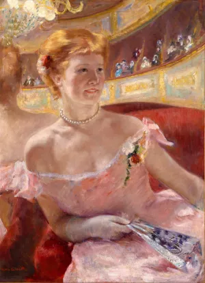 Woman with a Pearl Necklace in a Loge by Mary Cassatt Oil Painting