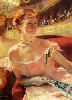 Woman with a Pearl Necklace in a Loge by Mary Cassatt Oil Painting