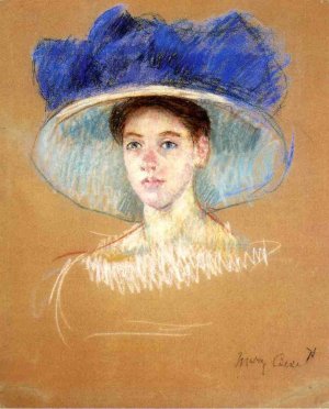 Woman's Head with Large Hat by Mary Cassatt Oil Painting