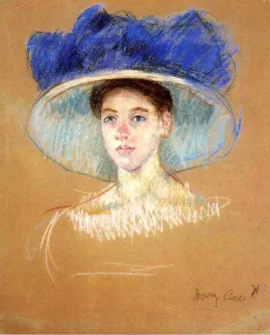 Woman's Head with Large Hat by Mary Cassatt Oil Painting