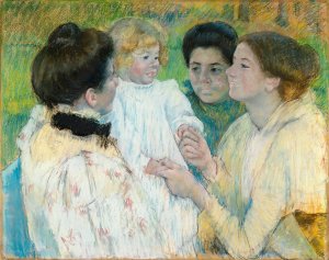 Women Admiring A Child by Mary Cassatt Oil Painting