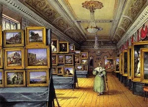 Interior of the Great Room at the Hotel du Chevald d'Or, Frankfurt A/M, Open for the Exhibition of Pictures, May 1835 painting by Mary Ellen Best