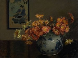Chrysanthemums, A Japanese Arrangement by Mary Hiester Reid Oil Painting
