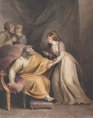 Lear and Cordelia Oil painting by Mary Hoare