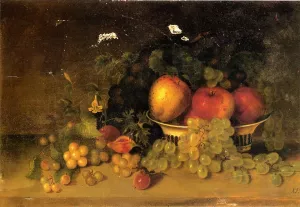 Still Life with Apples, Grapes, Figs and Plums by Mary Jane Peale Oil Painting