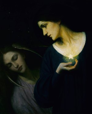 Night and Her Daughter Sleep by Mary L. Macomber Oil Painting