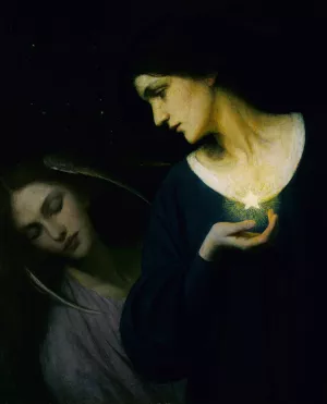 Night and Her Daughter Sleep by Mary L. Macomber Oil Painting