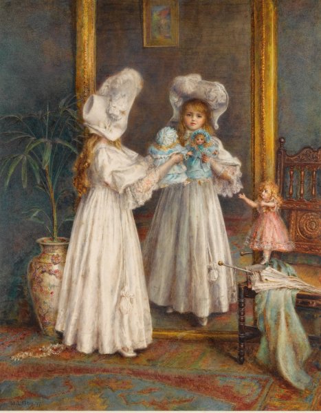 Main Product Photo of Playing With Her Dolls  Painting by Mary Lightbody Gow