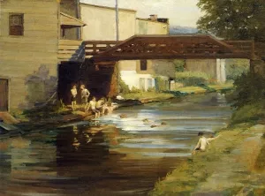 Boys Bathing in the Canal by Mary Smith Perkins Oil Painting