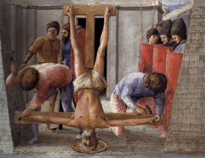 Crucifixion of St Peter painting by Masaccio