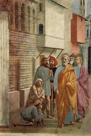 St Peter Healing the Sick with His Shadow painting by Masaccio