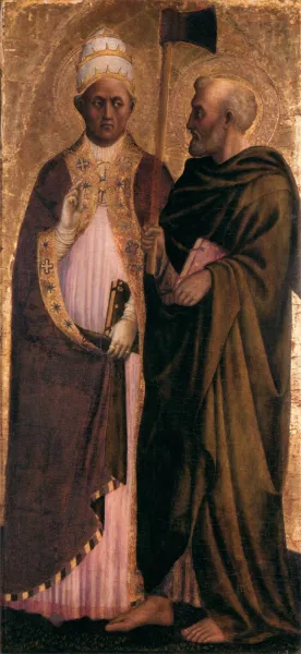 Pope Gregory the Great and St Matthias by Masolino Da Panicale Oil Painting