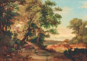 Resting by the Fountain by Massimo D'Azeglio Circle Oil Painting