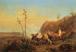Arabs on Horseback by Massimo D'Azeglio Oil Painting