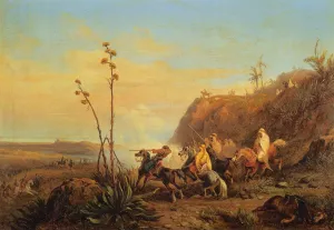 Arabs on Horseback by Massimo D'Azeglio Oil Painting