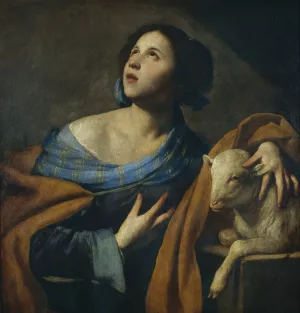 Saint Agnes by Massimo Stanzione Oil Painting