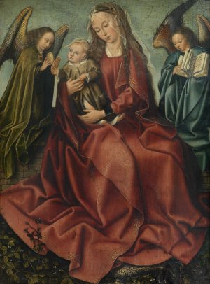 The Virgin and Child Between Two Angels by Master Of Frankfurt Oil Painting