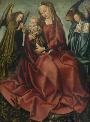 The Virgin and Child Between Two Angels by Master Of Frankfurt Oil Painting