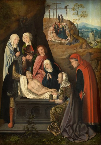 Main Product Photo of Entombment and the Lamentaion over the dead Christ  Painting by Master Of Hoogstraeten