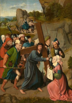 The Bearing of the Cross and the Flight into Egypt by Master Of Hoogstraeten Oil Painting
