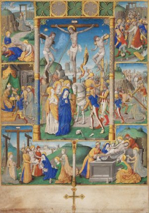 The Crucifixion with Six Passion Stories by Master Of Jacques De Besancon Oil Painting